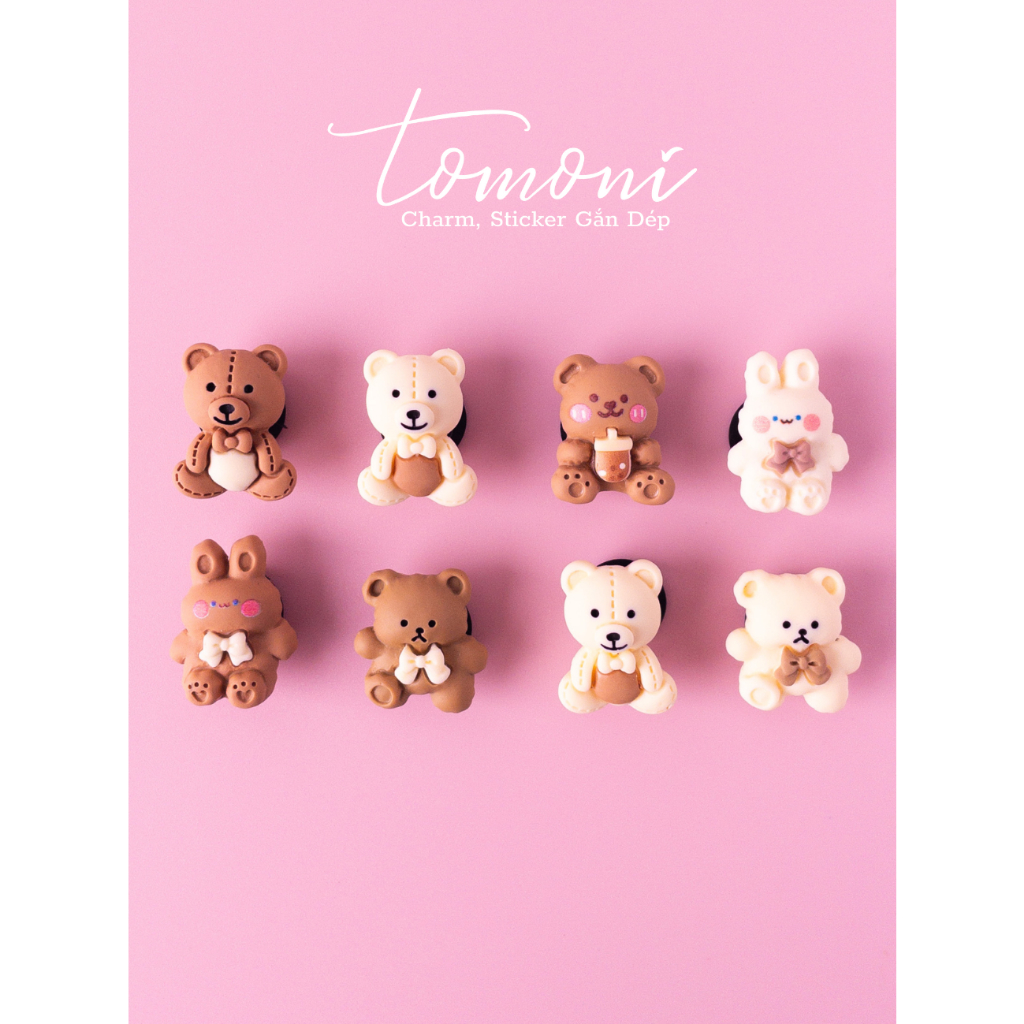 Nút Gắn Jibbitz, Sticker, Charm Trang Trí Giày Dép Hình Gấu, Thỏ Đáng Yêu, Xinh Xắn - HQ37