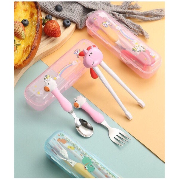 Bộ thìa nĩa đũa tập dặm cho bé hình khủng long