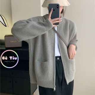 Áo Khoác len, Áo Len Cardigan Phối Khóa Xẻ 2 Chiều Siêu Xinh Dễ Phối Đồ Thời Trang Nữ Mẫu Hot 2024 Hàng Qccc Bé Tiu