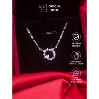 Dây chuyền liền mặt Bạc Ta Cáo Bạc Jewellery bạc Việt Nam tròn rỗng đá ba lá nhỏ quà tặng bạn gái năng động