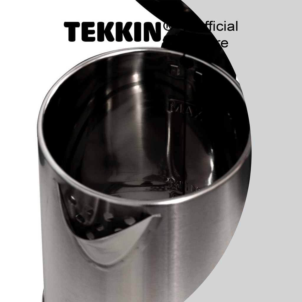 Ấm Siêu Tốc Tự Ngắt INOX TEKKIN TI-2848 Dung Tích Lớn 2.3L (Dung Tích Sử Dụng 1.8L) 1500W Bảo Hành 12 Tháng