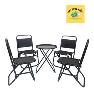 Bộ bàn ghế trà chanh . , Bàn ghế vải dù sơn tĩnh điện cho quán Cafe , Du lịch ( Bảo hành 3 tháng )