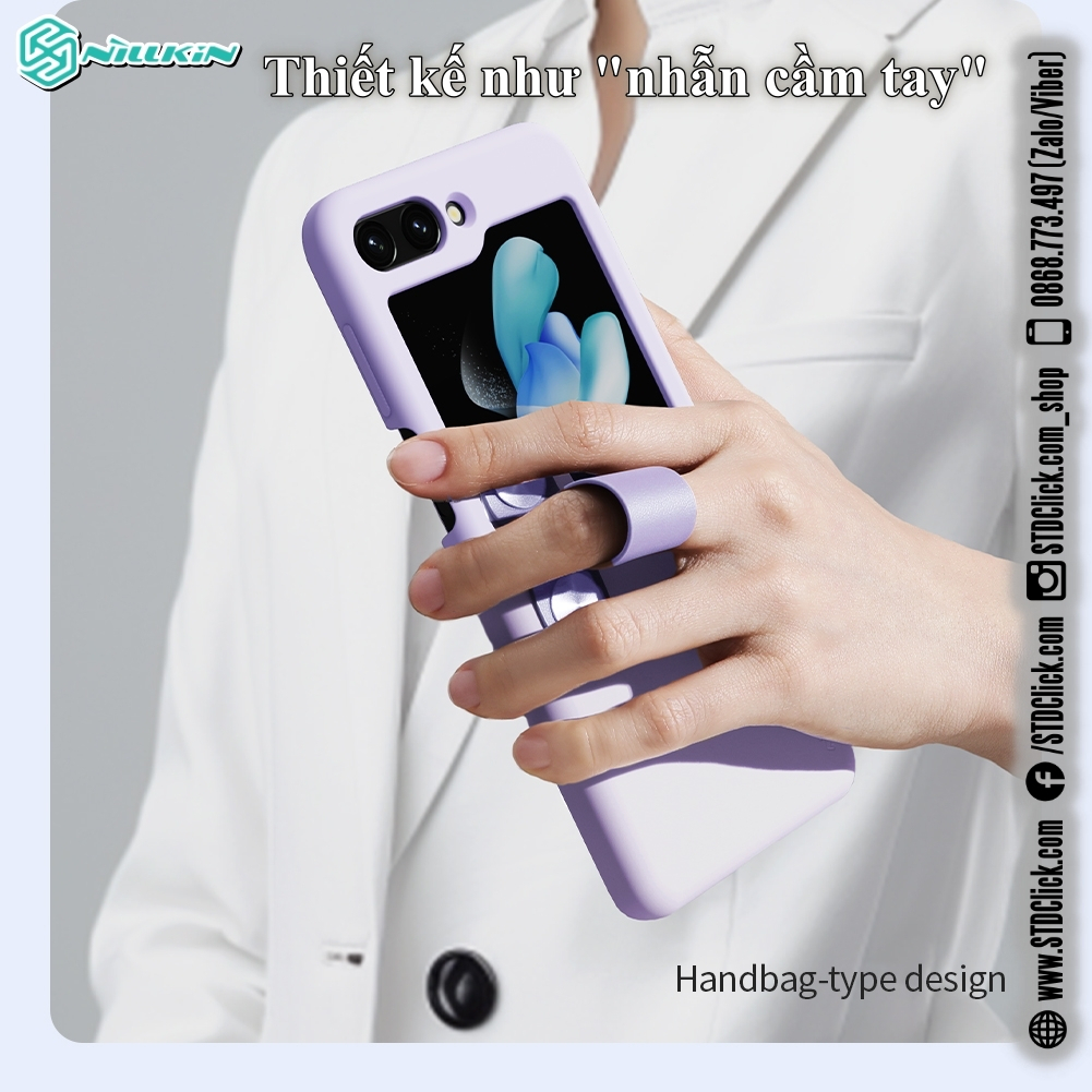 ỐP LƯNG SAMSUNG GALAXY Z FLIP 5 5G NILLKIN Flex Flip Finger Strap liquid silicone - Chính hãng