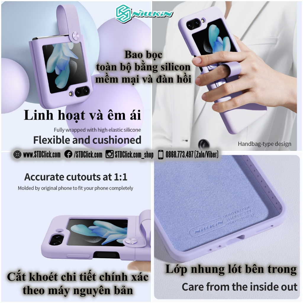 ỐP LƯNG SAMSUNG GALAXY Z FLIP 5 5G NILLKIN Flex Flip Finger Strap liquid silicone - Chính hãng