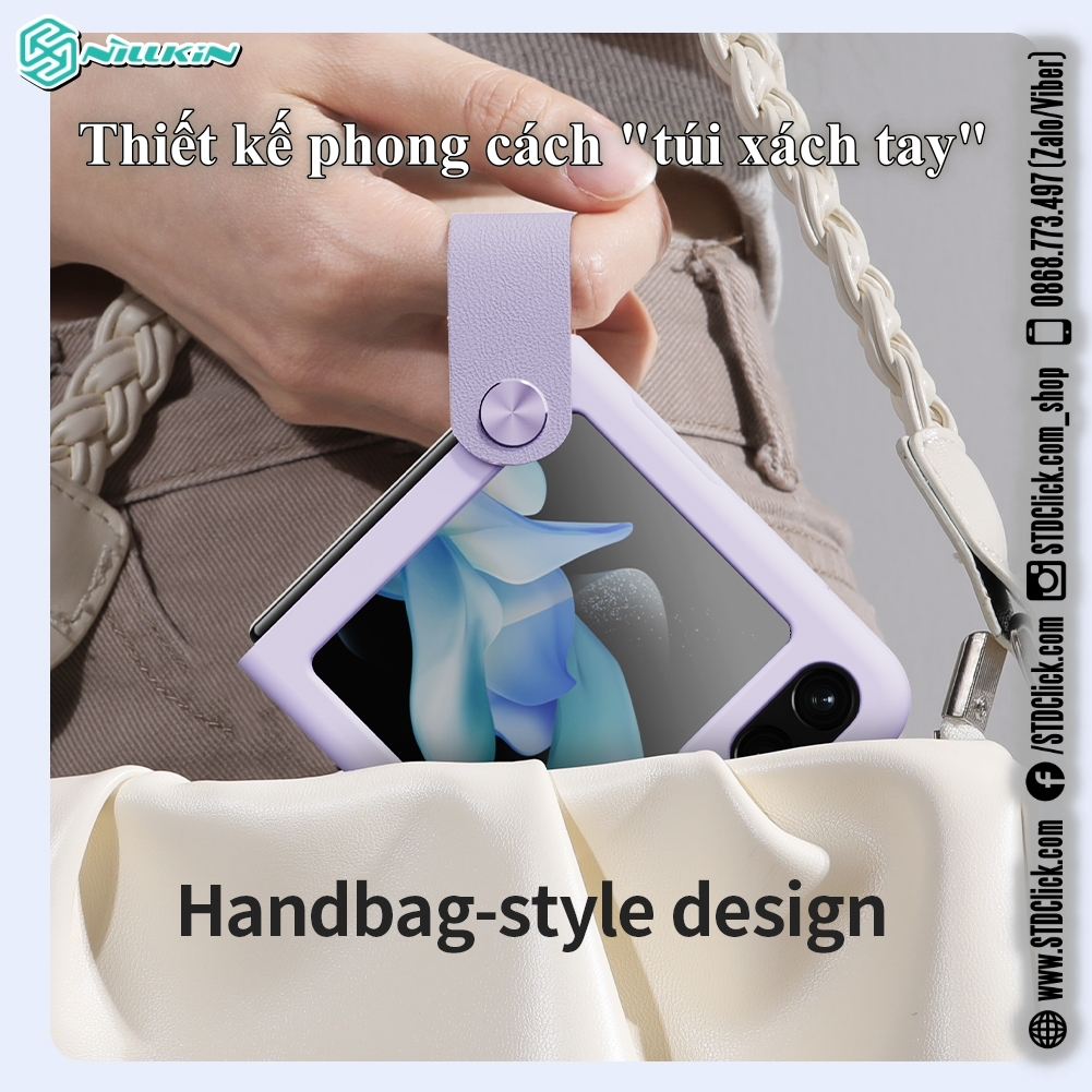 ỐP LƯNG SAMSUNG GALAXY Z FLIP 5 5G NILLKIN Flex Flip Finger Strap liquid silicone - Chính hãng