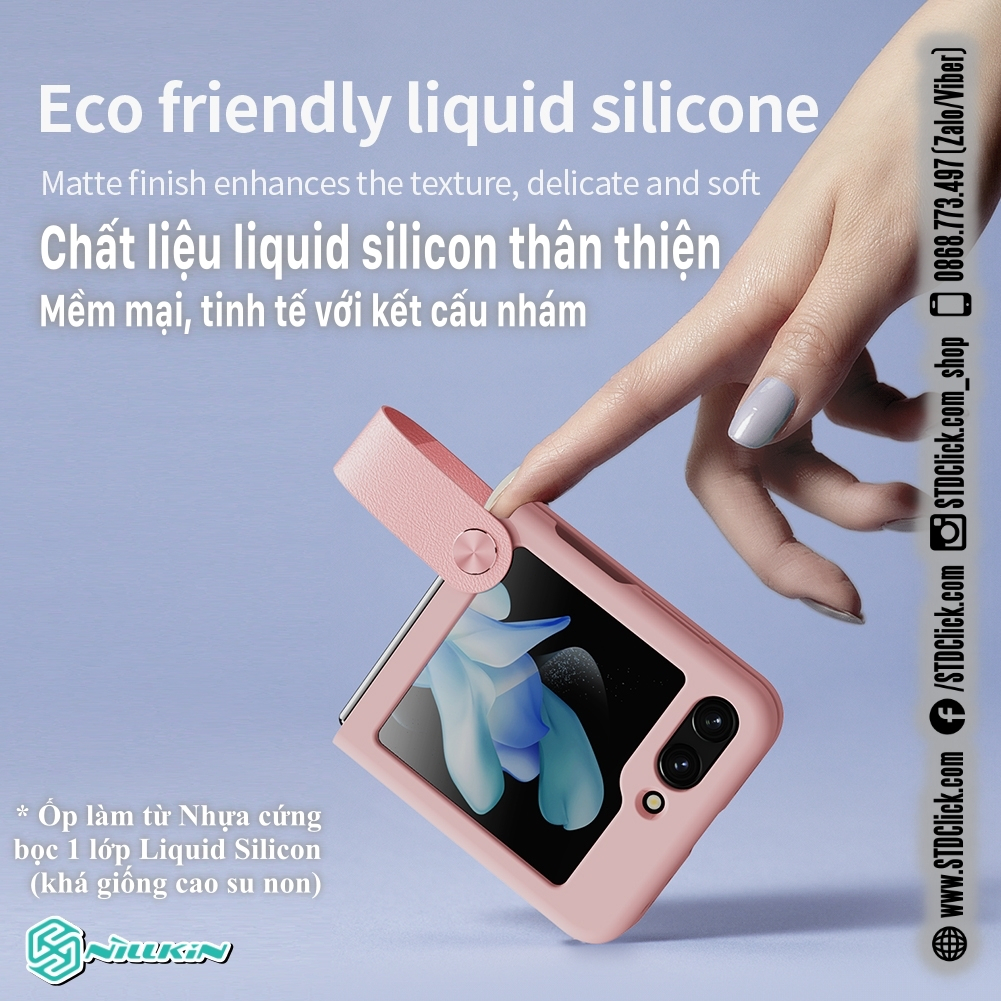ỐP LƯNG SAMSUNG GALAXY Z FLIP 5 5G NILLKIN Flex Flip Finger Strap liquid silicone - Chính hãng