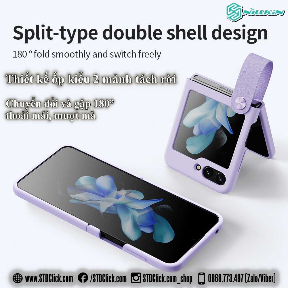 ỐP LƯNG SAMSUNG GALAXY Z FLIP 5 5G NILLKIN Flex Flip Finger Strap liquid silicone - Chính hãng