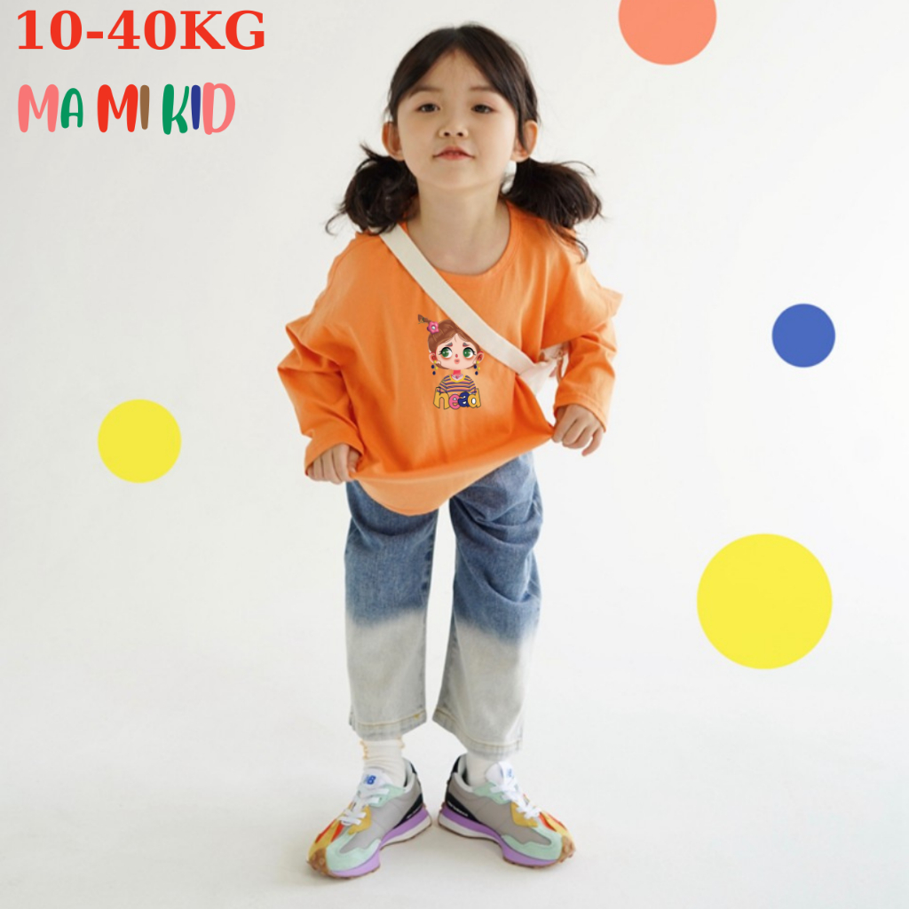 Áo Cho Bé Thu Đông Tay Dài, Áo Phông Dài Tay Cho Bé hình CÔ GÁI dễ thương, chất cotton 4 chiều