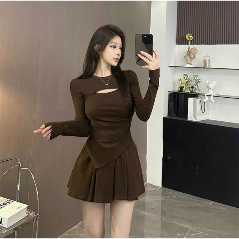 ÁO THUN DÀI TAY NỮ VẠT CHÉO KHOÉT NGỰC  m62