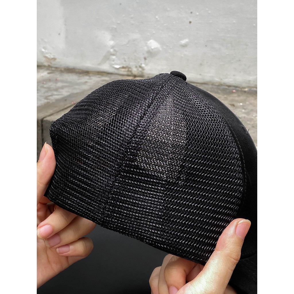 Mũ lưỡi trai màu đen alo CAPMAN da lộn phối lưới CM41
