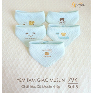   GOODMAMA -Set 5 yếm sợi tre 4 lớp cho bé 