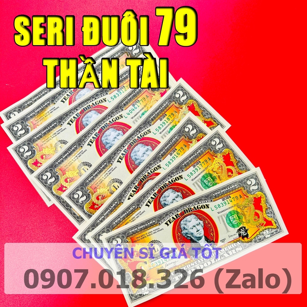 Tờ 2 Đô, 2 USD Hình Con Rồng Mạ Vàng Kỷ Niệm Làm Quà Tặng, Sưu Tầm, Trang Trí, Lì Xì Tết 2024