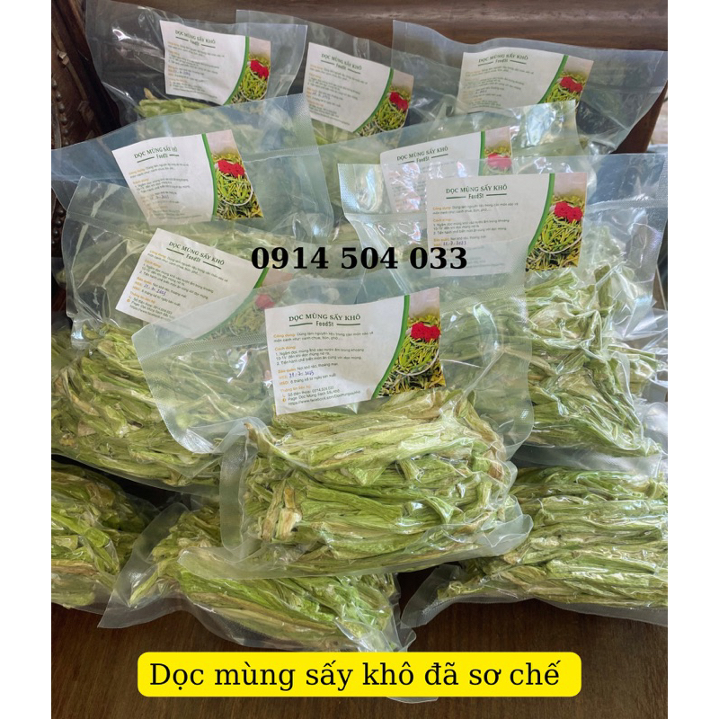 100g Dọc mùng  sấy khô có hút chân không đã sơ chế, nấu ăn được ngay