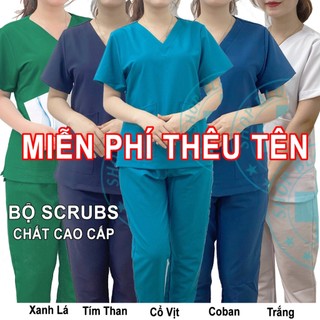 Bộ Scrubs Bác Sĩ, Blouse cổ tim nhiều màu, đồng phục điều dưỡng, spa, thẩm mỹ viện, dược sĩ hàng cao cấp {Ảnh Tự Chụp}