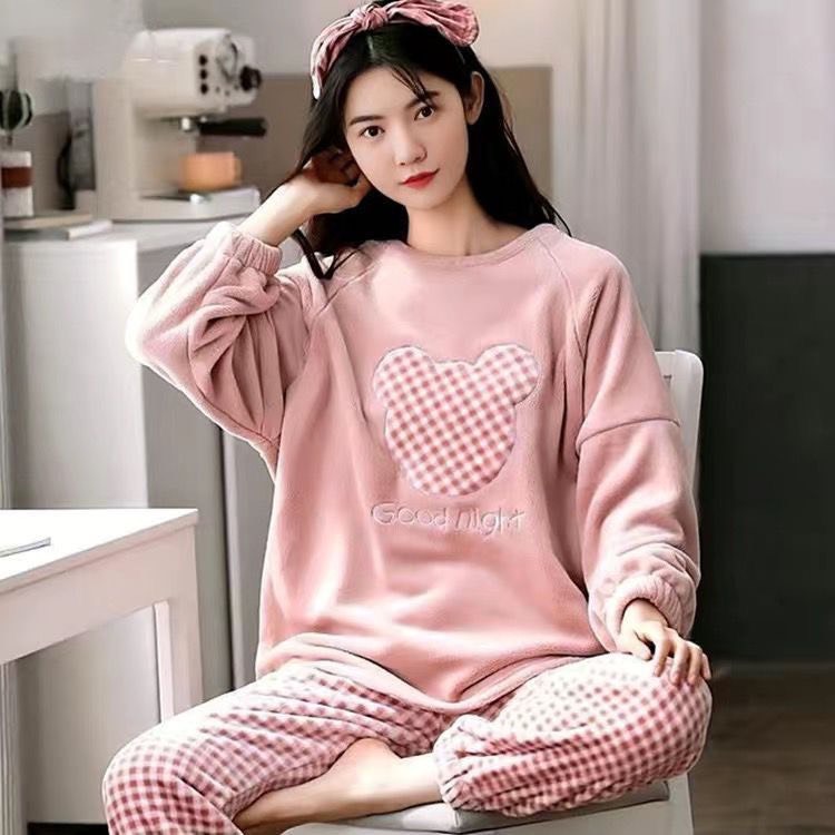 Bộ ngủ lông cừu mùa đông hàng Quảng Châu  bigsize chất lông mềm cao cấp