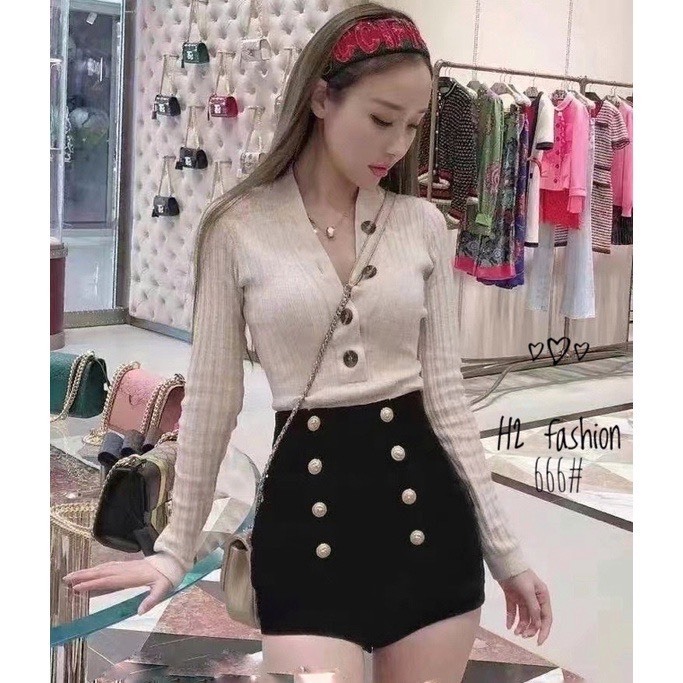 Quần Short Nhung 8 Cúc Đồng Lưng Cao, Quần Đùi Nhung 8 Cúc 2 Lớp Tôn Dáng Cho Nữ - Shopxinh888888