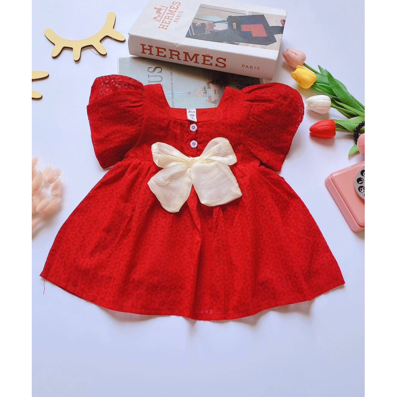 Váy Công chúa bé gái 5-20kg, đầm công chúa tay phồng nơ ngực siêu đẹp