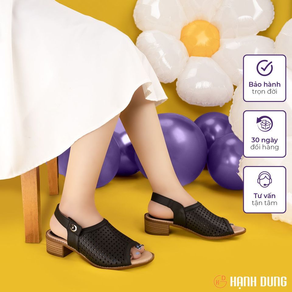 Giày Sandal Cao Gót Hạnh Dung HD29113AY ( Màu Trắng - Đen - Kem )