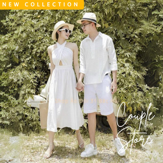 Đồ đôi nam nữ đẹp đi tiệc, đi chơi, đồ đôi đi biển, áo cặp áo đôi chụp hình cưới: bao gồm áo váy sơ mi Hàn Quốc dáng dài