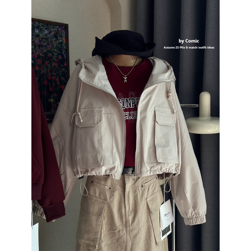 Áo khoác dù kaki túi vuông COMIC