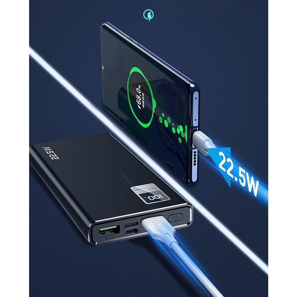 Sạc dự phòng 22.5W chính hãng Wekome dung lượng 10000mAh 20000mAh màn LED hiển thị cho iPhone samsung