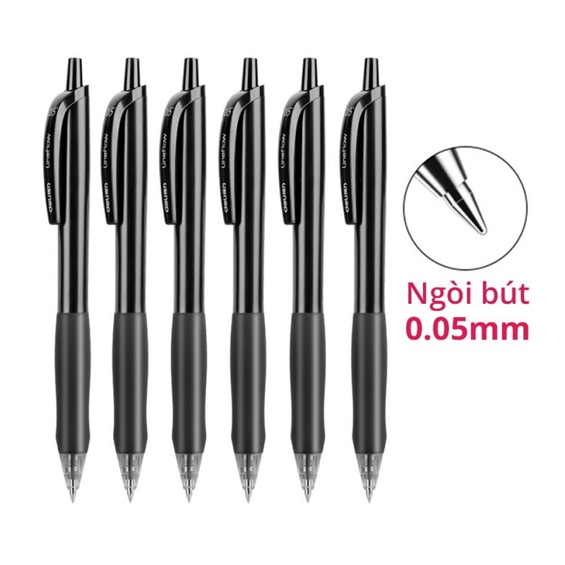 Bút gel nước học sinh mực đen ngòi 0.5mm Deli S60-6 / Bút gel Deli S60 mực nhanh khổ