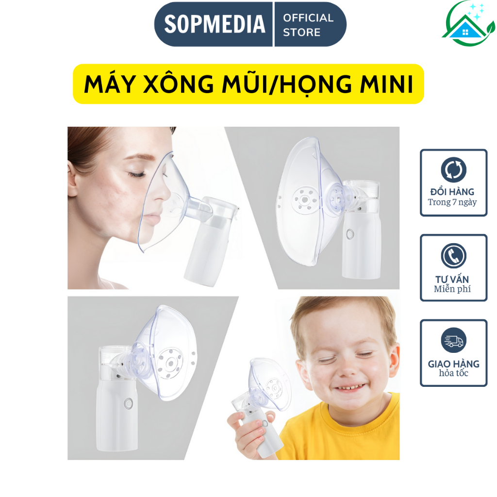 Máy xông mũi họng Nebulizer cao cấp cho bé công nghệ nhật bản máy khí dung xông mũi họng cầm tay giúp vệ sinh mũi họng