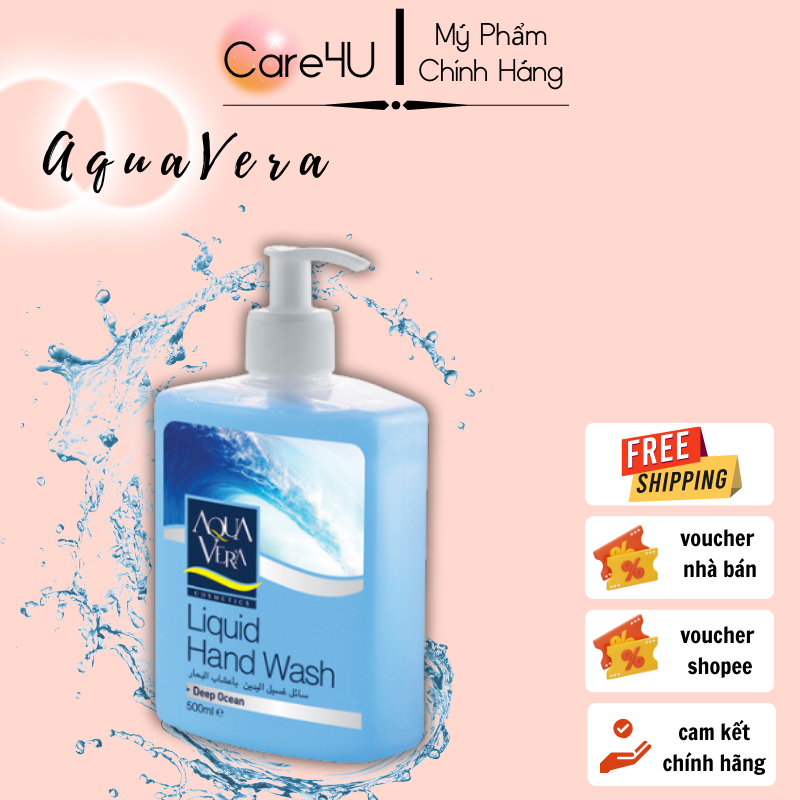 [Tặng gel khô 100ml] Nước rửa tay diệt khuẩn nhiều dưỡng chất Aquavera 500ml