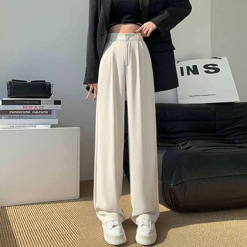 Quần ống rộng, quần suông nữ khóa trước 1 cúc loại lưng cao dáng dài | BigBuy360 - bigbuy360.vn