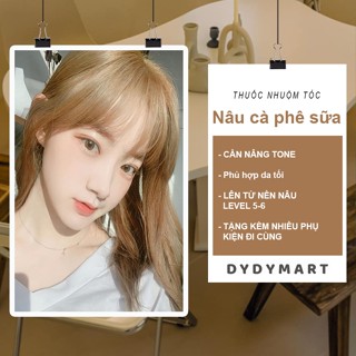  Thuốc nhuộm tóc tại nhà màu Nâu Cà Phê Sữa không tẩy tặng kèm trợ nhuộm oxy bao tay và mũ chùm ủ tóc 