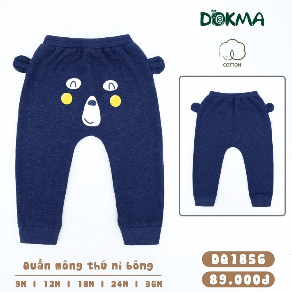 Quần dài sơ sinh mông thú cotton da cá - nỉ bông cho bé trai Dokma