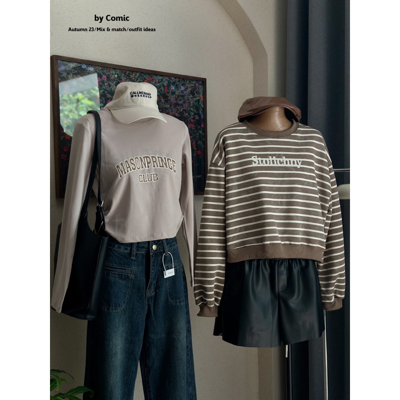 Áo sweater kẻ ngang Comic