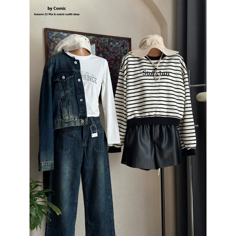 Áo sweater kẻ ngang Comic