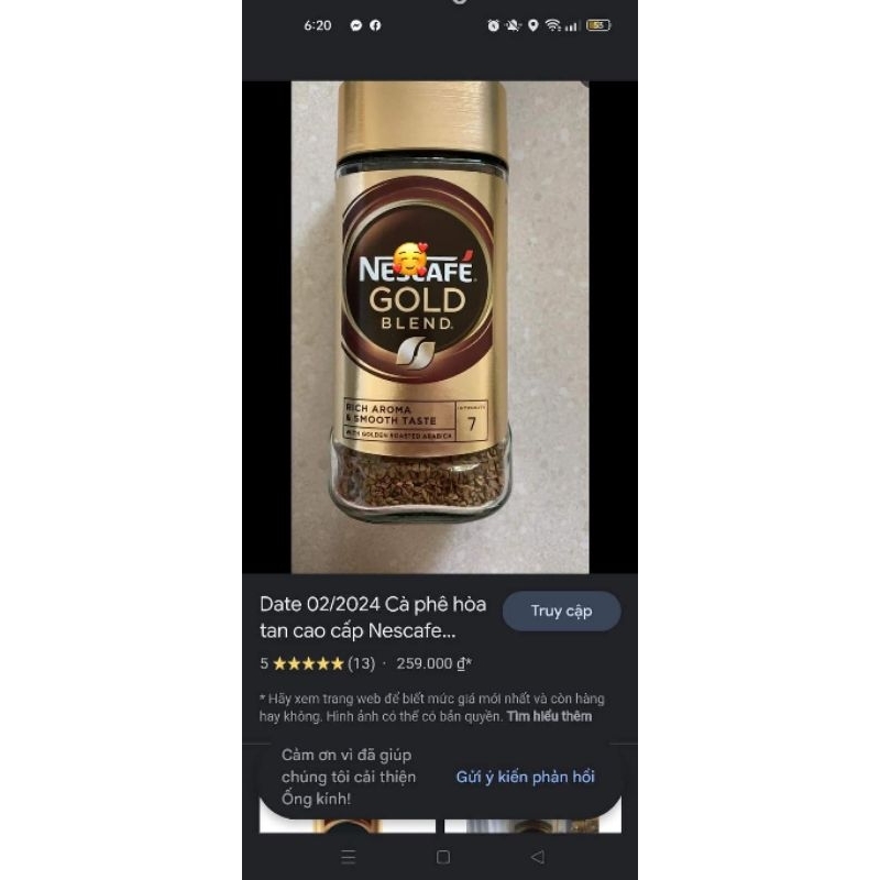 Cà phê Arabica nguyên chất hoà tan Nescafé Gold Blend 100gr