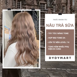  Thuốc nhuộm tóc tại nhà màu Nâu Trà Sữa tặng kèm trợ nhuộm oxy bao tay và mũ chùm ủ tóc 