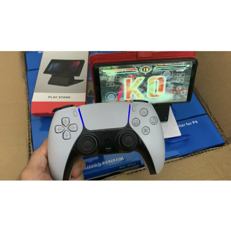 Tay cầm P4 Plus T28 cho máy Ps4 và Pc Laptop kiểu dáng PS5 kèm dây usb type C bảo hành 1 tuần