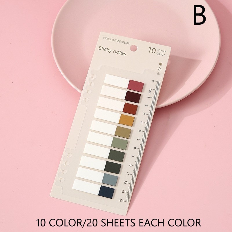 Sấp 200 giấy đánh dấu trang sách, màu sắc đa dạng,10 màu mỗi sấp GĐD01