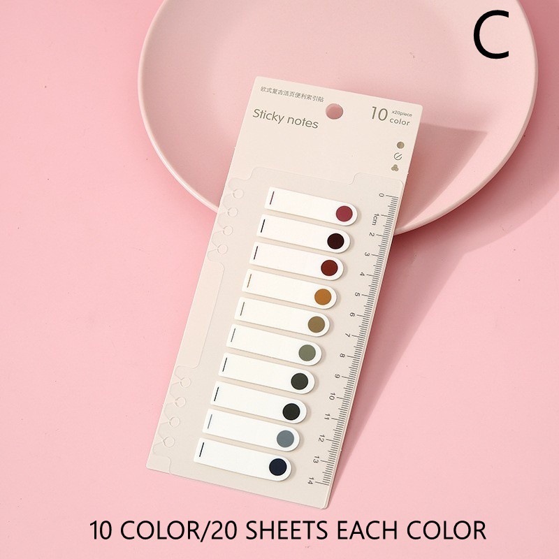 Sấp 200 giấy đánh dấu trang sách, màu sắc đa dạng,10 màu mỗi sấp GĐD01