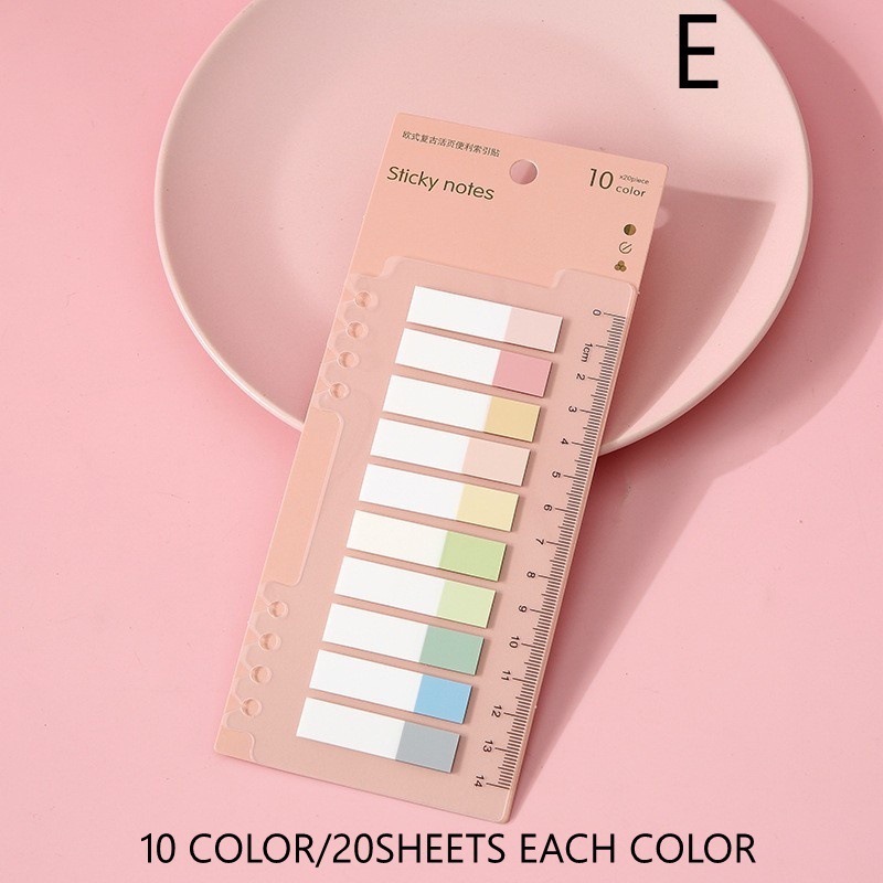 Sấp 200 giấy đánh dấu trang sách, màu sắc đa dạng,10 màu mỗi sấp GĐD01