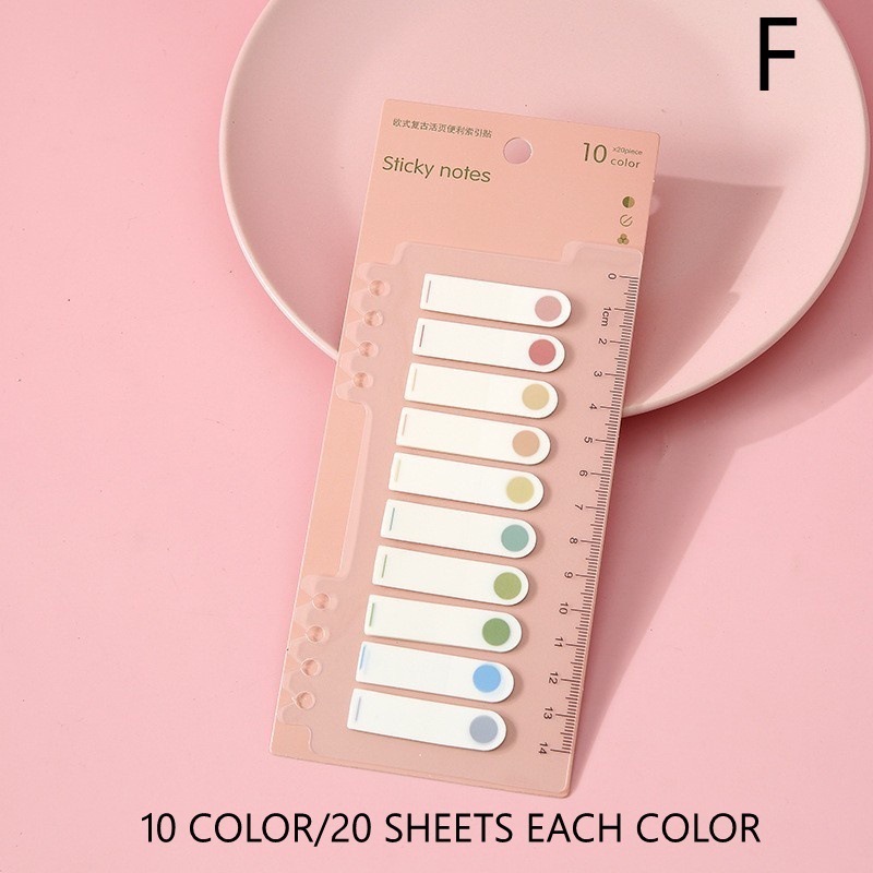 Sấp 200 giấy đánh dấu trang sách, màu sắc đa dạng,10 màu mỗi sấp GĐD01