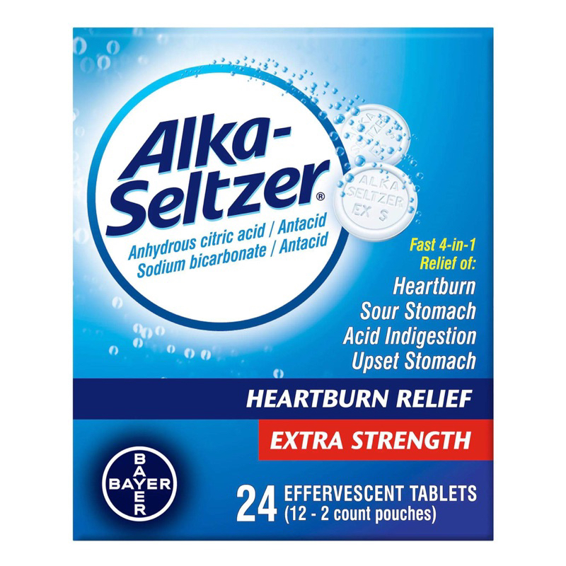 Viên sủi Mỹ đau dạ dày đầy hơi sình bụng ợ chua Alka Seltzer Mỹ 24 viên