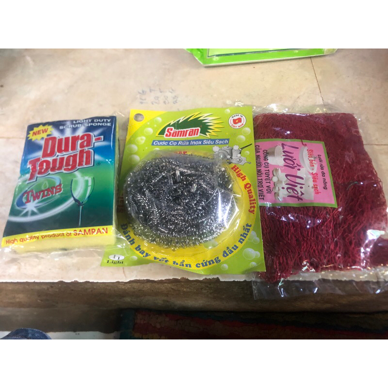 comba 3 món lưới, mút,kẻm, dùng rữa chén