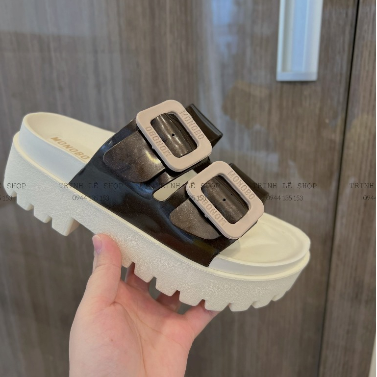 Dép Thái Lan Nữ Hai Quai Ngang Khóa Vuông Mũi Tròn MONOBO Jello 2 Đế Răng Cưa Cao 5 Phân