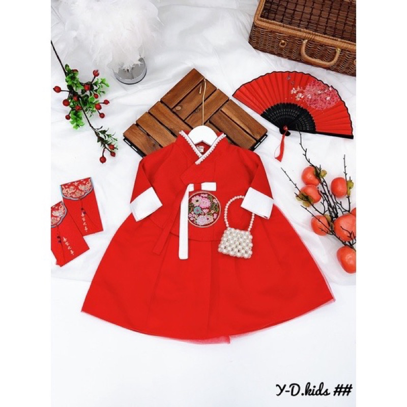 Áo dài Hanbok cho bé gái em bé set váy xinh