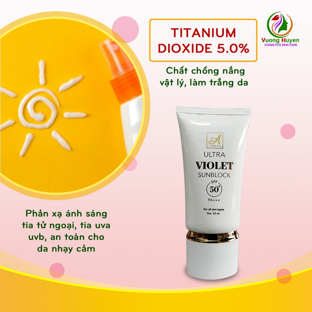 Kem chống nắng A Cosmetics, dưỡng trắng da mặt kiềm dầu, dưỡng ẩm 50ml
