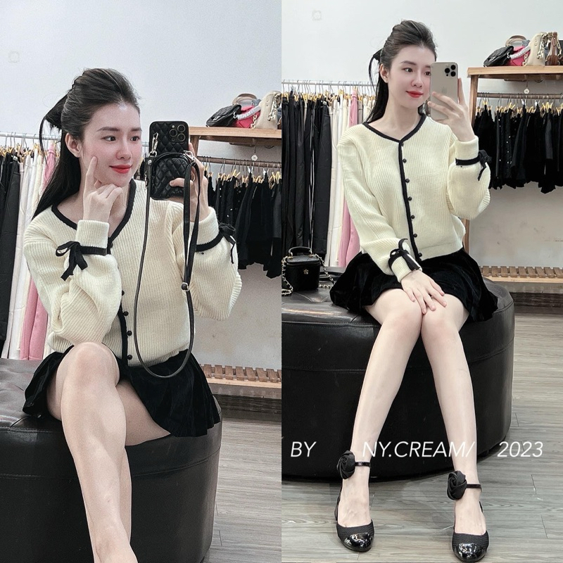 Áo khoác len tăm phồi viền siêu xinh