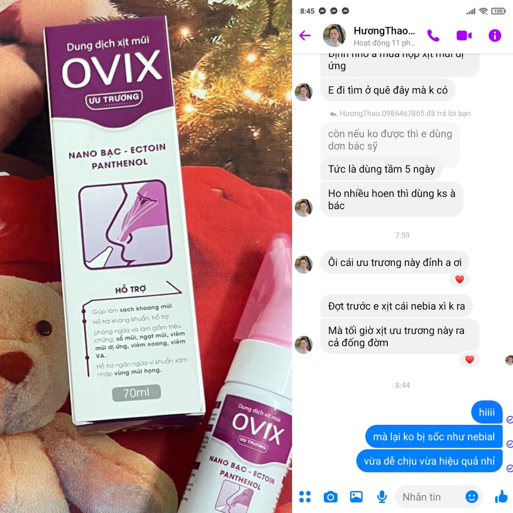 Ovix ưu trương 70 ml giúp loãng dịch, giảm nghẹt tắc mũi cho trẻ từ 3 tháng tuổi