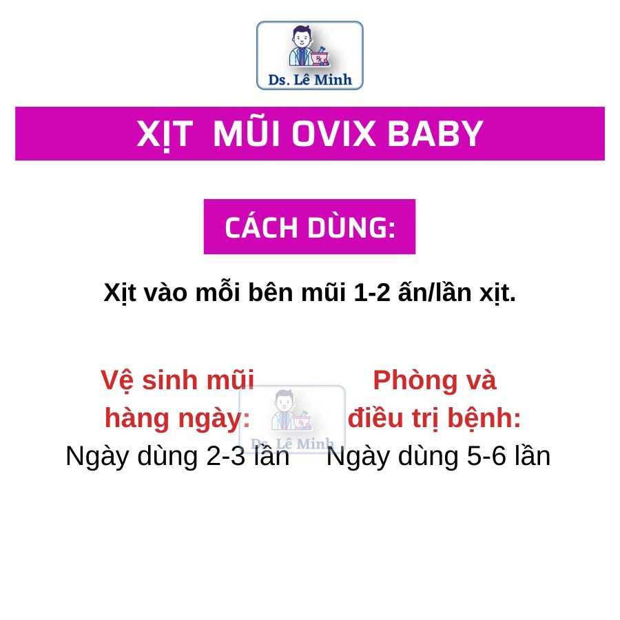 Ovix baby VA xịt mũi phòng ngừa và giảm triệu chứng viêm mũi