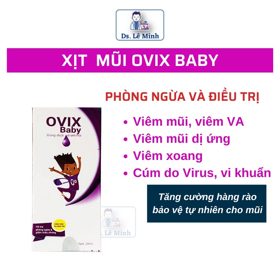 Ovix baby VA xịt mũi phòng ngừa và giảm triệu chứng viêm mũi