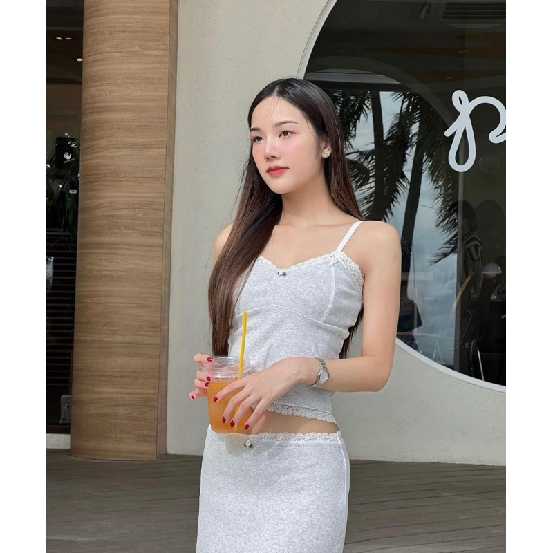 Set áo và váy hoa hồng